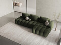 Coltar extensibil dreapta 3 locuri, Linz, Cosmopolitan Design, 275x142x84 cm, cotiera stanga, catifea, verde