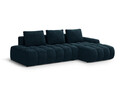 Coltar extensibil dreapta 3 locuri, Linz, Cosmopolitan Design, 275x142x84 cm, cotiera stanga, catifea, albastru petrol inchis