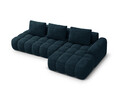 Coltar extensibil dreapta 3 locuri, Linz, Cosmopolitan Design, 275x142x84 cm, cotiera stanga, catifea, albastru petrol inchis