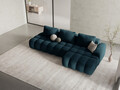 Coltar extensibil dreapta 3 locuri, Linz, Cosmopolitan Design, 275x142x84 cm, cotiera stanga, catifea, albastru petrol inchis