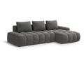 Coltar extensibil dreapta 3 locuri, Linz, Cosmopolitan Design, 275x142x84 cm, cotiera stanga, catifea, gri