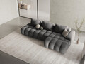 Coltar extensibil dreapta 3 locuri, Linz, Cosmopolitan Design, 275x142x84 cm, cotiera stanga, catifea, gri