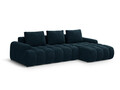 Coltar extensibil dreapta 3 locuri, Linz, Cosmopolitan Design, 275x142x84 cm, catifea, albastru petrol inchis