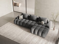 Coltar extensibil dreapta 3 locuri, Linz, Cosmopolitan Design, 275x142x84 cm, catifea, gri