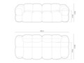 Canapea 4 locuri, Loretto, Cosmopolitan Design, 250x100x68 cm, catifea, gri