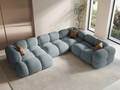 Coltar panoramic dreapta 5 locuri, Loretto, Cosmopolitan Design, 345x250x68 cm, tesatura structurata, albastru pastel