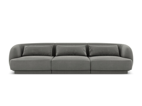 Canapea 3 locuri, Tulum, Cosmopolitan Design, 255x90x70 cm, catifea, gri deschis