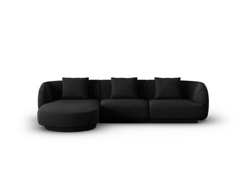 Coltar stanga 4 locuri, Tulum, Cosmopolitan Design, 255x156x70 cm, tesatura chenille, negru
