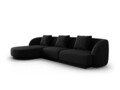 Coltar stanga 4 locuri, Tulum, Cosmopolitan Design, 255x156x70 cm, tesatura chenille, negru
