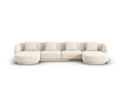 Coltar panoramic 5 locuri, Tulum, Cosmopolitan Design, 330x156x70 cm, tesatura chenille, bej deschis