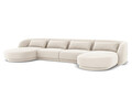 Coltar panoramic 5 locuri, Tulum, Cosmopolitan Design, 330x156x70 cm, catifea, bej deschis