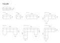 Coltar panoramic 5 locuri, Tulum, Cosmopolitan Design, 330x156x70 cm, catifea, gri deschis