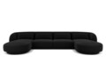 Coltar panoramic 5 locuri, Tulum, Cosmopolitan Design, 330x156x70 cm, catifea, negru