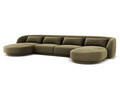Coltar panoramic 5 locuri, Tulum, Cosmopolitan Design, 330x156x70 cm, catifea, verde