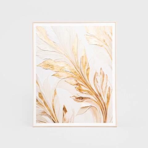 Tablou decorativ cu model frunze Zefir, Homla, 40x50 cm, lemn, multicolor