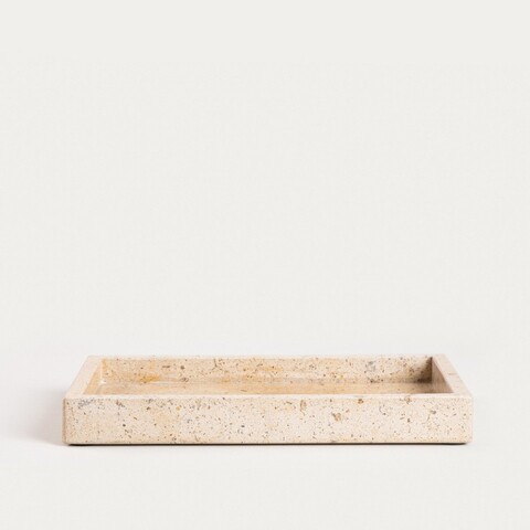 Tava decorativa Marmuri, Homla, 25x15x3 cm, marmura, bej
