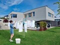 Uscator rotativ Leifheit, Linomatic 500 Easy, 50 m capacitate de uscare, aluminiu/plastic, argintiu/turcoaz