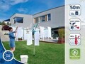 Uscator rotativ Leifheit, Linomatic 500 Easy, 50 m capacitate de uscare, aluminiu/plastic, argintiu/turcoaz