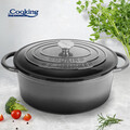 Semioala ovala cu capac Marble Grey, Cooking by Heinner, 33x26.5x11.5 cm, fonta emailata, gri