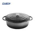 Semioala ovala cu capac Marble Grey, Cooking by Heinner, 37x29x15 cm, fonta emailata, gri