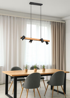 Negru mat;Natur, Lustra 80x20x150 cm