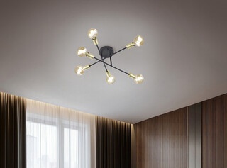 56.6x19.1 cm, Negru mat, Plafoniera