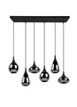 Lustra Lumina, TRIO, 85x20x150 cm, 40W, 6x E14, metal, negru mat/argintiu