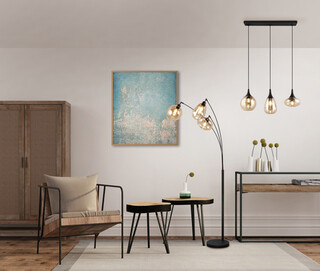 Negru mat, Lustra 60x6.5x150 cm