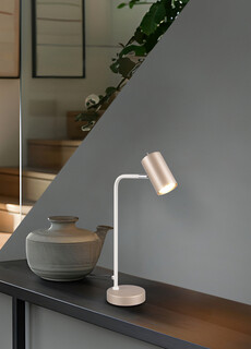 Alb;Bronz, Lampa de masa 12x25x45 cm