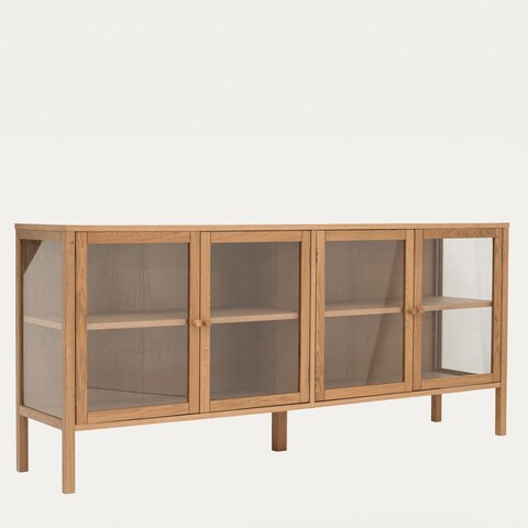 Comoda Magia, Homla, 180x40x80 cm, lemn/MDF/sticla temperata, natur