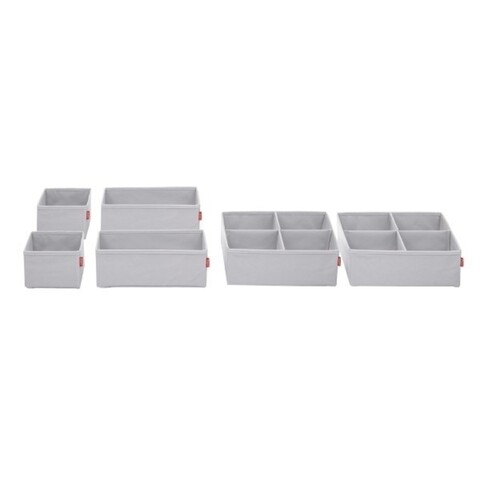 Set 6 organizatoare pentru sertar, Rayen, poliester, gri