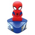 Boxa cu lumini de noapte pentru copii Spider-Man, LEXIBOOK, 21x16x16 cm, plastic/cauciuc, albastru/rosu
