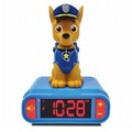 Ceas desteptator cu lumina 3D pentru copii Paw Patrol, LEXIBOOK, 20x15x10 cm, plastic/cauciuc, albastru/galben
