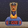Ceas desteptator cu lumina 3D pentru copii Paw Patrol, LEXIBOOK, 20x15x10 cm, plastic/cauciuc, albastru/galben