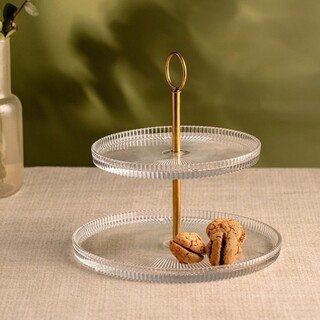 Auriu;Transparent, Platou 19.5/23x25 cm