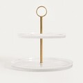 Platou etajat pentru prajituri Lynn, Homla, 19.5/23x25 cm, sticla/inox, auriu/transparent
