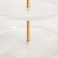 Platou etajat pentru prajituri Lynn, Homla, 19.5/23x25 cm, sticla/inox, auriu/transparent