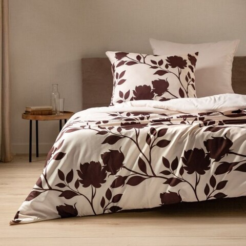 Lenjerie de pat King Size, Linda, Homla, 3 piese, 200x220 cm, microfibra din poliester, crem/maro