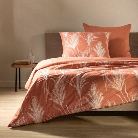 Lenjerie de pat King Size, Vanessa, Homla, 3 piese, 200x220 cm, microfibra din poliester, somon/alb