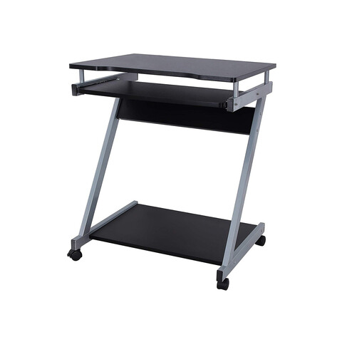 Birou mobil cu suport tastatura, Z-Shaped Vasagle, 60x48x73 cm, PAL/otel, negru