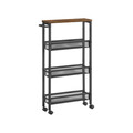 Carucior ingust cu 4 rafturi si roti, Vasagle, 45.4x13x77 cm, PAL/ote, negru