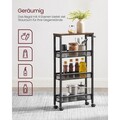 Carucior ingust cu 4 rafturi si roti, Vasagle, 45.4x13x77 cm, PAL/ote, negru