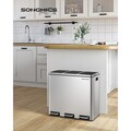 Cos de reciclare cu 3 compartimente, Songmics, 3 x 18 L, 61x31.5x56 cm, inox/polipropilena, argintiu
