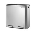 Cos de gunoi dublu cu pedala, Songmics, 2 x 30 L, 58.5x36x65.2 cm, inox/polipropilena, argintiu