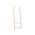 Biblioteca tip scara cu 5 rafturi Ladder, Vasalge, 60x35x171 cm, MDF/lemn de pin, alb mat/natural