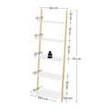 Biblioteca tip scara cu 5 rafturi Ladder, Vasalge, 60x35x171 cm, MDF/lemn de pin, alb mat/natural