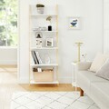 Biblioteca tip scara cu 5 rafturi Ladder, Vasalge, 60x35x171 cm, MDF/lemn de pin, alb mat/natural
