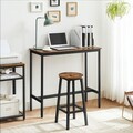Set masa de bar si 2 scaune, Vasagle, 100x40x90 cm / 32x32x65 cm, PAL/otel, maro rustic