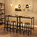 Set masa de bar si 2 scaune, Vasagle, 100x40x90 cm / 32x32x65 cm, PAL/otel, maro rustic