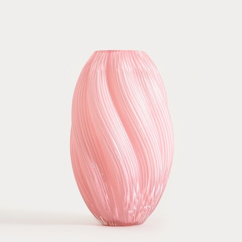 Vaza Swirl, Homla, 17x26.5 cm, sticla, roz